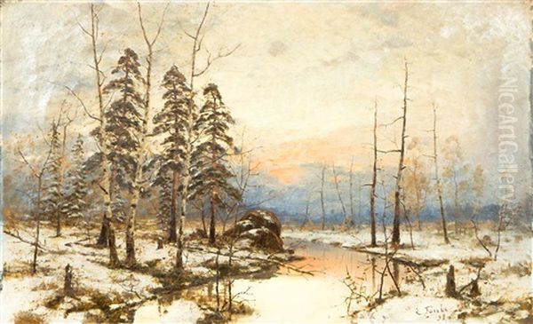 Winter Landscape Oil Painting by Eugen Taube