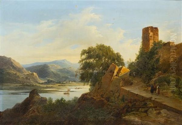 Walking The Ruins Oil Painting by Nicolas Antoine Taunay