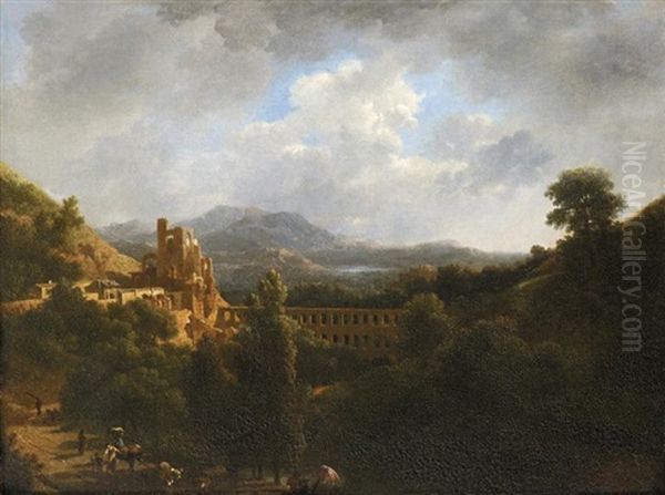 Environs De Messine Avec Un Aqueduc Oil Painting by Nicolas Antoine Taunay