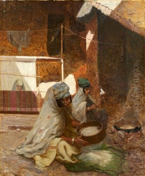 Interieur En Kabylie Oil Painting by Jules Charles Clement Taupin