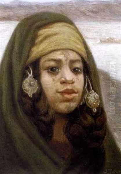 Jeune Kabyle Aux Boucles D'oreilles Oil Painting by Jules Charles Clement Taupin