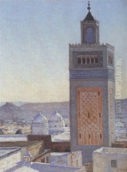 Mosquee A Tunis Oil Painting by Jules Charles Clement Taupin