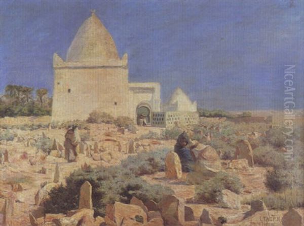 Koubba A Laghouat Oil Painting by Jules Charles Clement Taupin