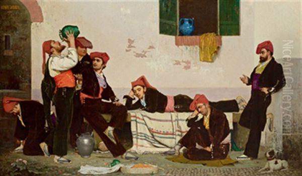 Spanische Tanzer Bei Der Ruhepause Oil Painting by Henri Taurel