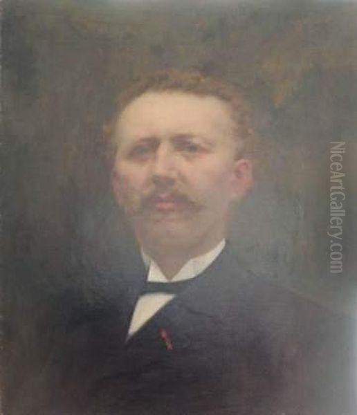 Portrait D'homme A La Moustache Et A La Legion D'honneur Oil Painting by Albert Breaute