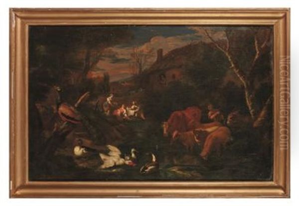 Scene Pastorale Dans Un Paysage Oil Painting by Carlo Antonio Tavella