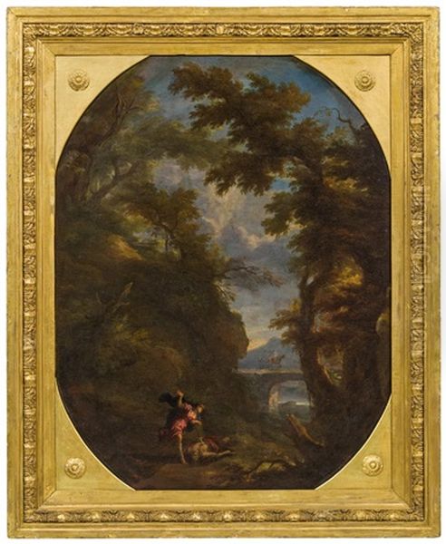 Landschaft Mit Pyramus Und Thisbe Oil Painting by Carlo Antonio Tavella