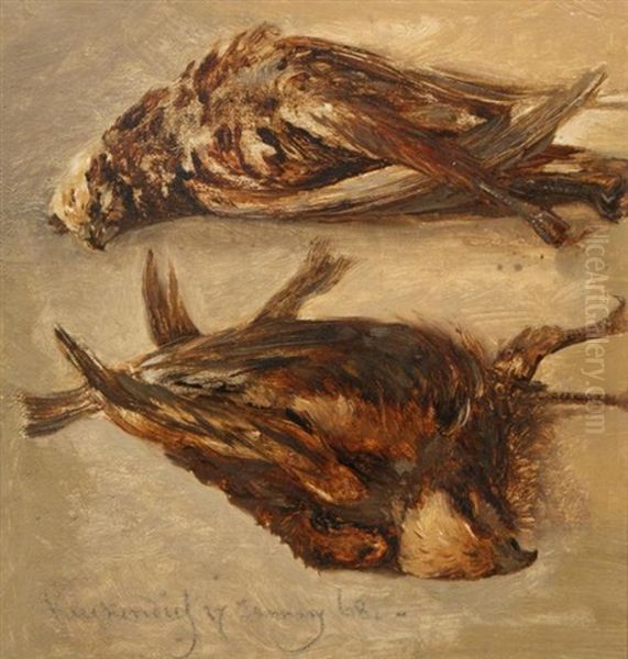 Jachtstilleven Met Twee Dode Vogels Oil Painting by Johannes (Jan) Tavenraat