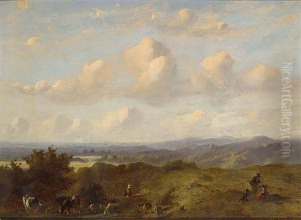 A Panoramic Landscape Near Cleve Oil Painting by Johannes (Jan) Tavenraat