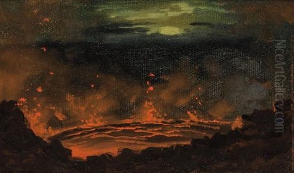 Kilauea Caldera, Hawaii Oil Painting by Jules Tavernier