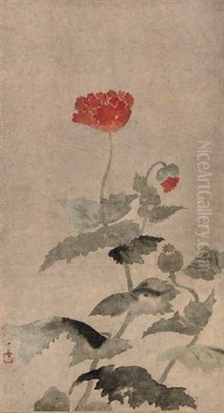 Poppies Oil Painting by Sosetsu Tawaraya