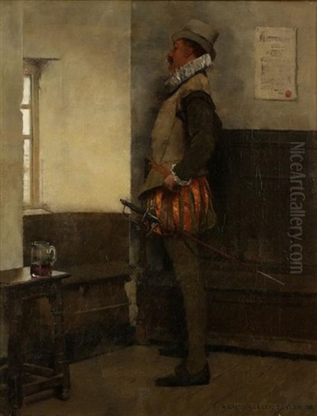 Swordsman Looking Through A Window Oil Painting by Albert Chevallier Tayler