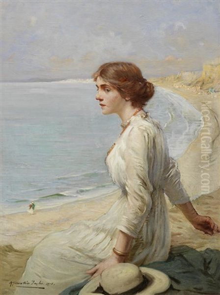 Girl Looking Out To Sea by Albert Chevallier Tayler