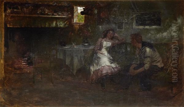 Fireside Conversation Oil Painting by Albert Chevallier Tayler