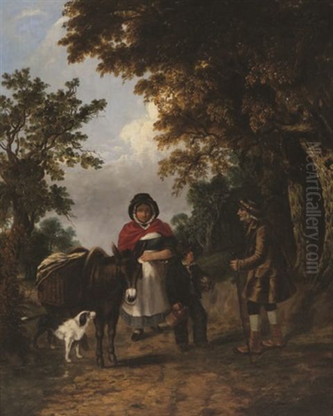 Paysanne Et Enfant Rencontrant Un Promeneur Oil Painting by Frederick (John Frederick) Tayler