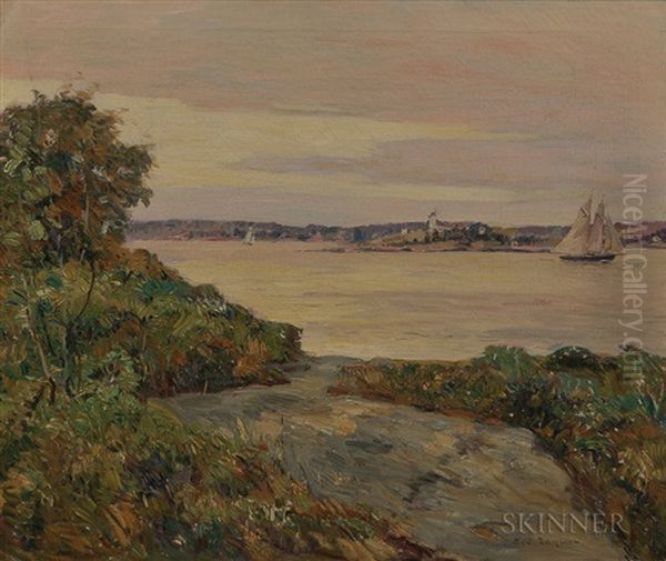 Schooner At Boothbay Harbor, Maine Oil Painting by Charles Jay Taylor