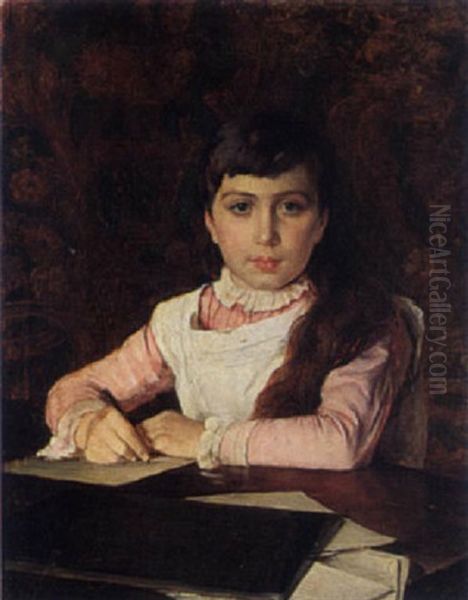 A Portrait Of A Young Girl Oil Painting by Edward R. Taylor