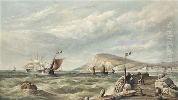 Bustling Activity Off The French Coast Oil Painting by Henry King Taylor