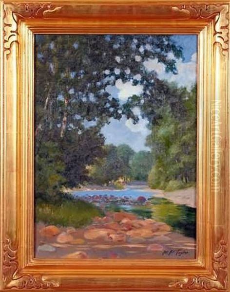 On The Cuttalossa, River Landscape Oil Painting by Mary Smith Perkins Taylor