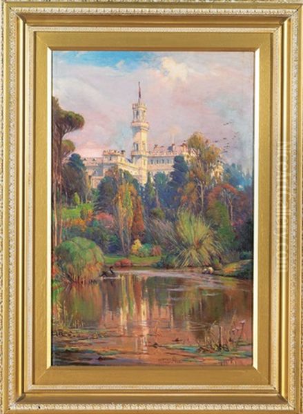 Government House, Victoria (from Botanical Gardens) Oil Painting by Robert Eagar Taylor-Ghee