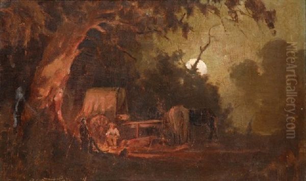 Swagmen In Moonlight by Robert Eagar Taylor-Ghee