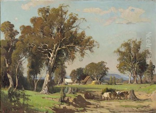 Country Homestead, Victoria Oil Painting by Robert Eagar Taylor-Ghee