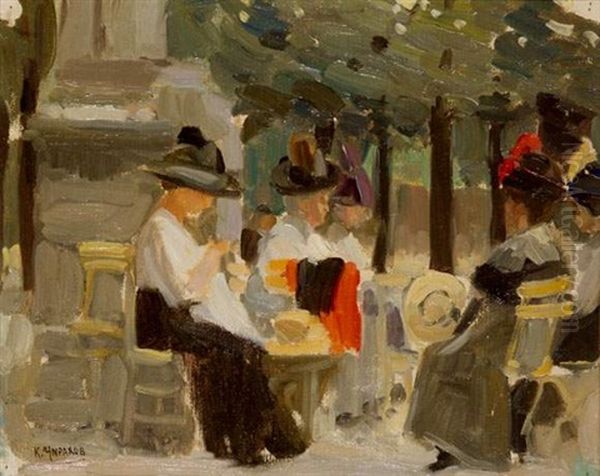 Conversation Au Parc Monceau A Paris Oil Painting by Karpo Tchirakhov