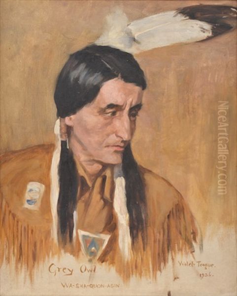 Portrait Of Grey Owl (wa-shin-quon-asin) by Violet Helen Evangeline Teague