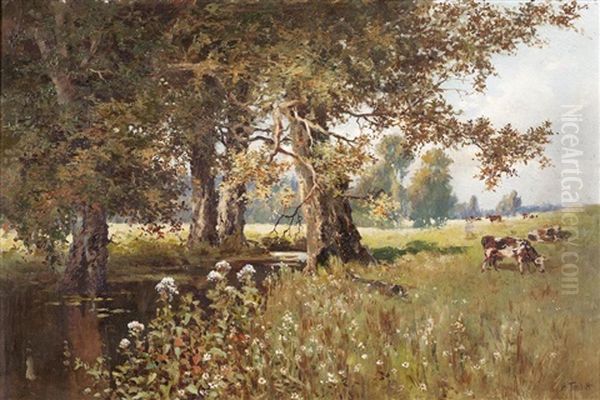 Pastoral Scene Oil Painting by Henri Tebbitt