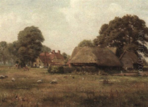 Farm In Summer Oil Painting by Arthur Kemp Tebby