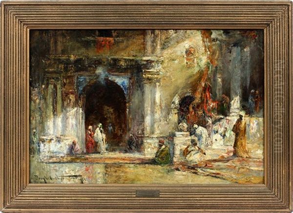 A Moorish Courtyard Oil Painting by Douglas Arthur Teed