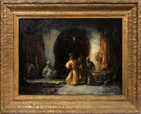 Orientalist Interior With Four Figures Oil Painting by Douglas Arthur Teed