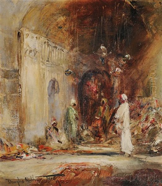 Orientalist Interior With Four Figures Oil Painting by Douglas Arthur Teed