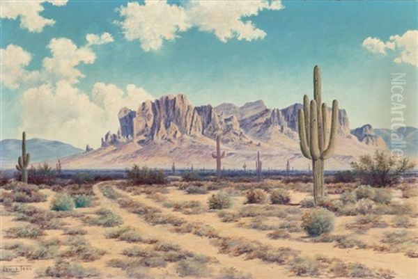 Superstition Mountains Oil Painting by Lewis Woods Teel