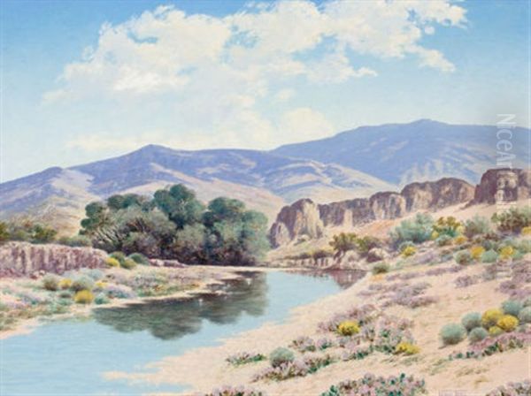 Verbena Hillside, Van Horn Creek, Texas Oil Painting by Lewis Woods Teel