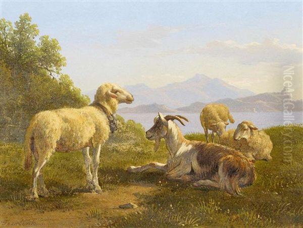 Pastorale Szene Am Seeufer Oil Painting by Abraham (Alexandre) Teerlink