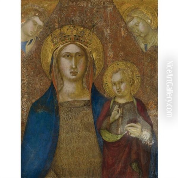 Madonna And Child With Two Angels Oil Painting by Niccolo (di ser Sozzo) Tegliacci