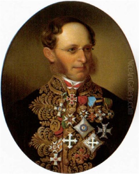 Freiherr Von Czornig, Osterreichischer Minister, Begrunder Des Statistischen Zentralamtes Oil Painting by Karl Teibler