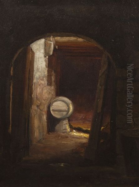 Cellier De La Maison R, Vieux St. Junien Oil Painting by Jean-Cyprien Teilliet