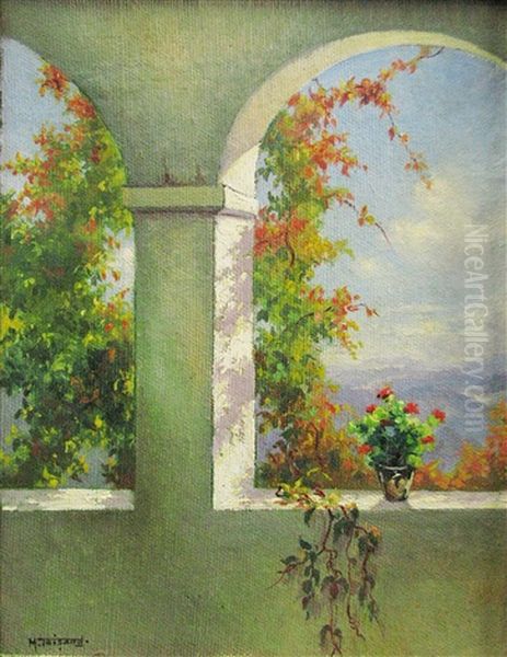 The Terrace Of Queen Maria's Castle In Balcic Oil Painting by Misu Teisanu