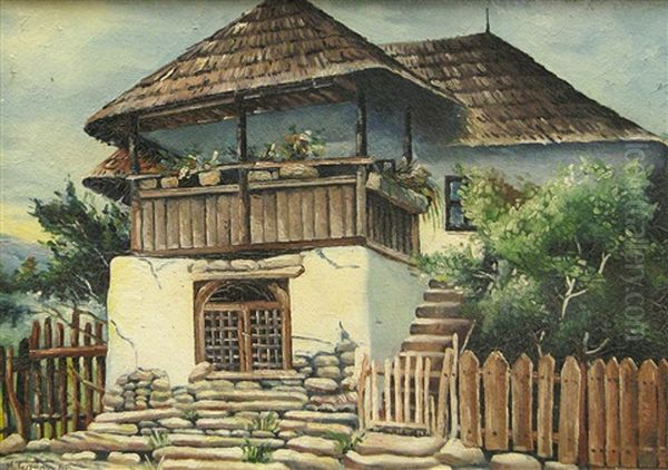 Oltenian House Oil Painting by Misu Teisanu