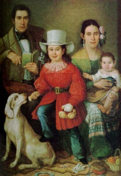 La Familia De Tomas Nestares Oil Painting by Rafael Tejeo