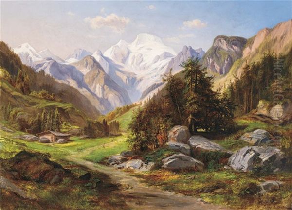 In The Valley Oil Painting by Karoly Telepy