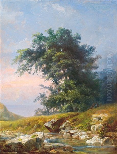 End Of The Forest Oil Painting by Karoly Telepy