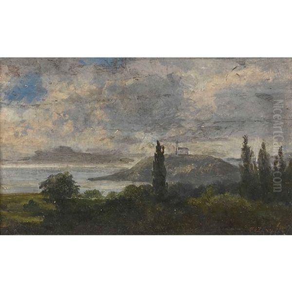 Weite Landschaft Mit Einem See Oil Painting by Karoly Telepy