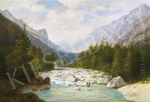 Landscape In The High Tatras Oil Painting by Karoly Telepy