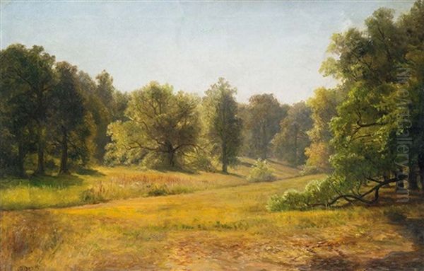 Park Oil Painting by Karoly Telepy