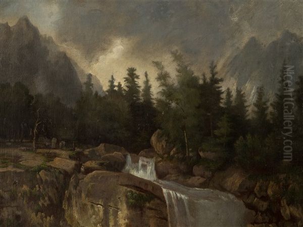 Mountainscape Oil Painting by Karoly Telepy