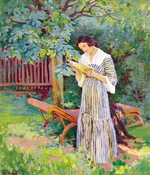 In The Garden Oil Painting by Valeria Telkessy