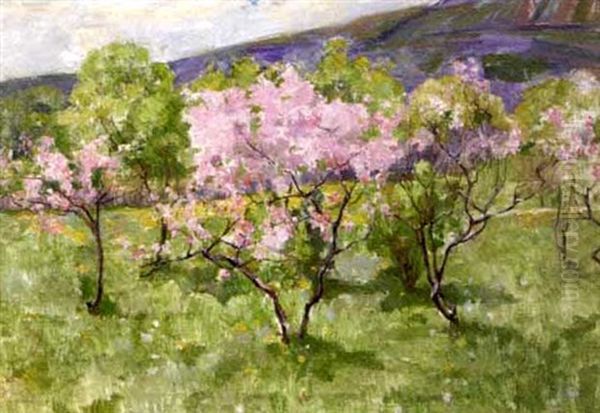 Spring Blossoms Oil Painting by Valeria Telkessy